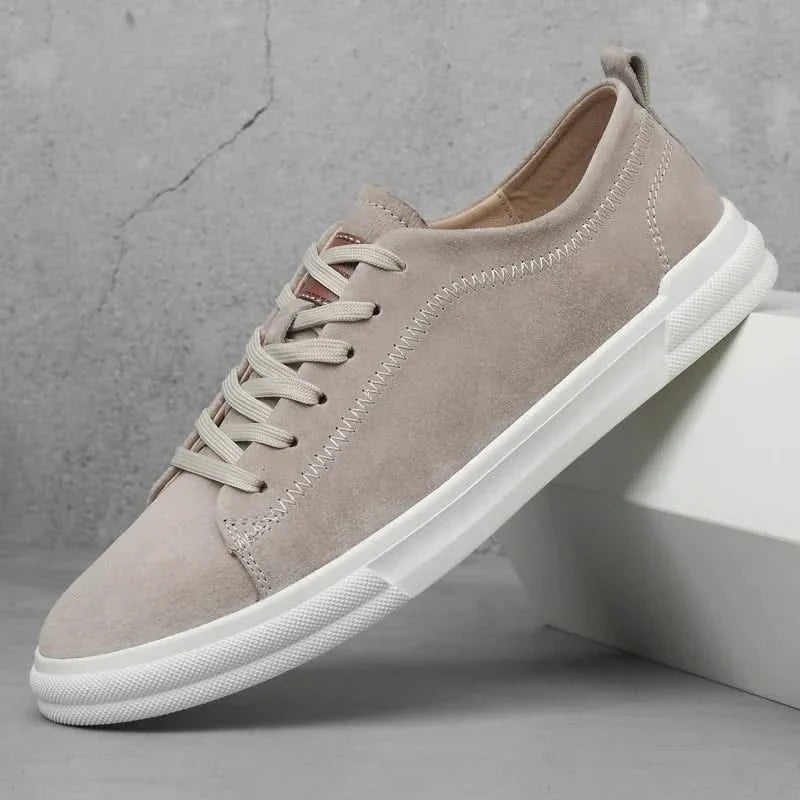 Genuine Italian leather sneakers in white black khaki and beige suede