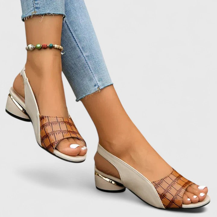 Women's leather sandals with side buckle and non-slip sole, elegant casual style