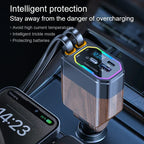 120W 4-in-1 retractable car charger with USB-C and cigarette lighter adapter