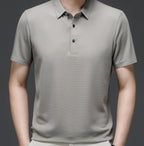 Silk Polo Shirt for Men | Short Sleeve Lightweight 3D Woven Texture
