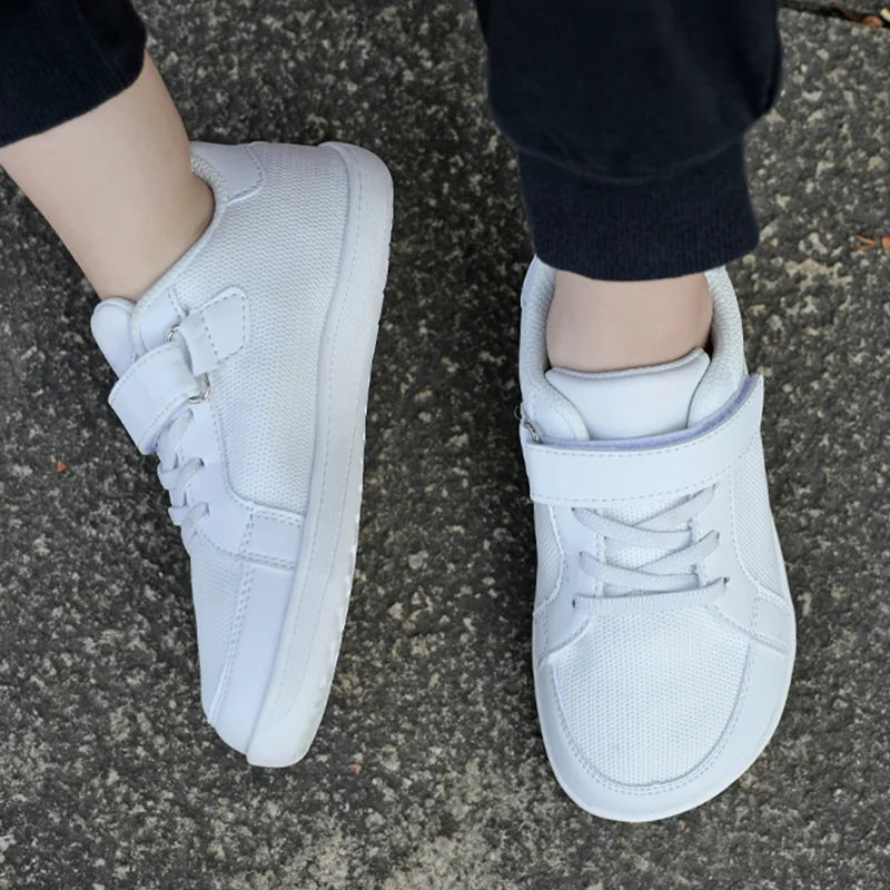 Kids barefoot mesh sneakers wide toe box zero-drop rubber sole