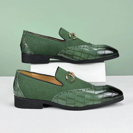 Men's Leather Loafers | Suede & Leather, Gold Buckle