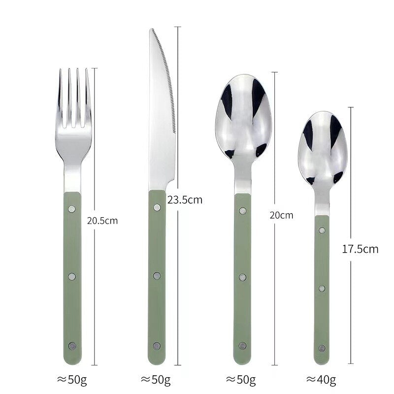 24-piece stainless steel cutlery set with engraved design, serves 6