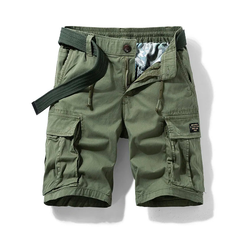 Men's cotton cargo shorts with multi-pocket design in casual style