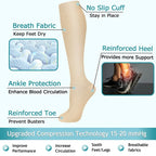 Knee high compression socks 15-20 mmHg, 3 pairs, unisex for running and nursing