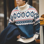 Christmas Jumper Men | Fair Isle Turtleneck Sweater | Warm Winter
