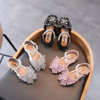 Kids Sandals Little Girls Flat Heel Bow Sequin Rhinestone Glitter Bling