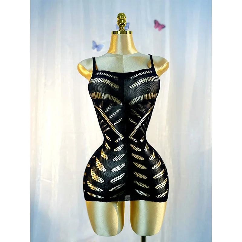 Beach Cover Up Dress Women Sexy Knitted Fishnet Hollow Out