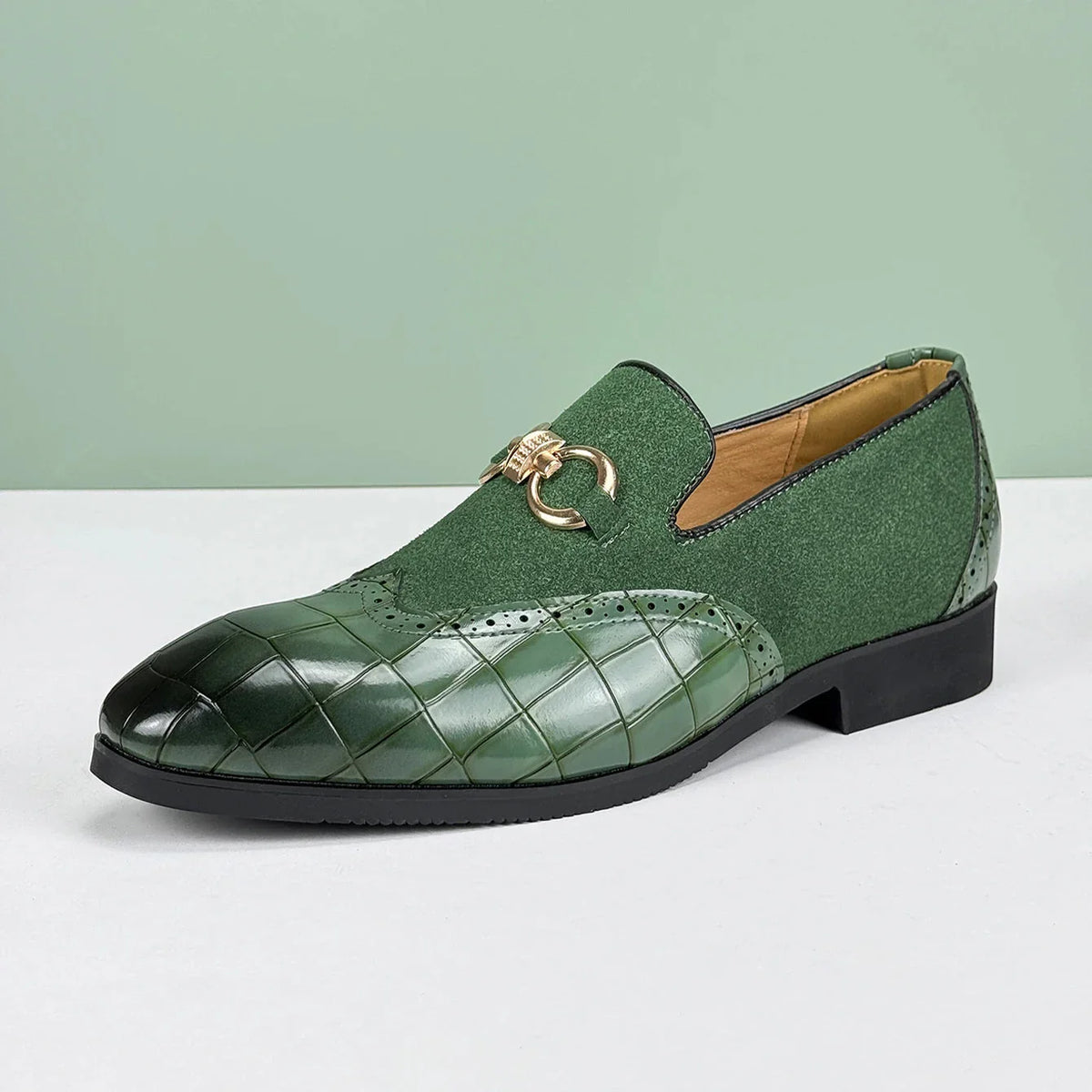Men's Leather Loafers | Suede & Leather, Gold Buckle