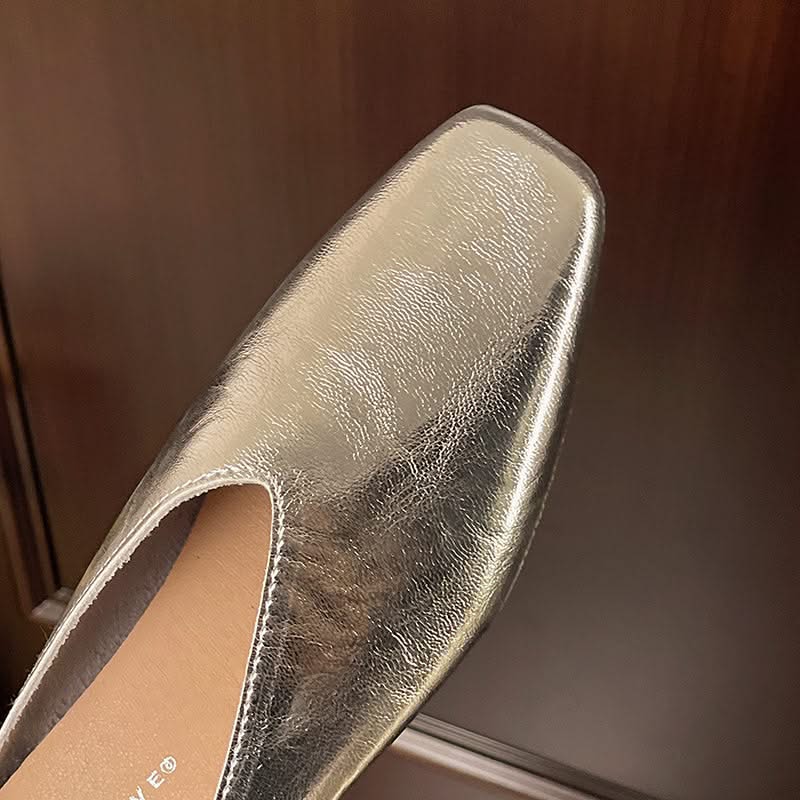 Women slip-on flats low cut in black vegan leather