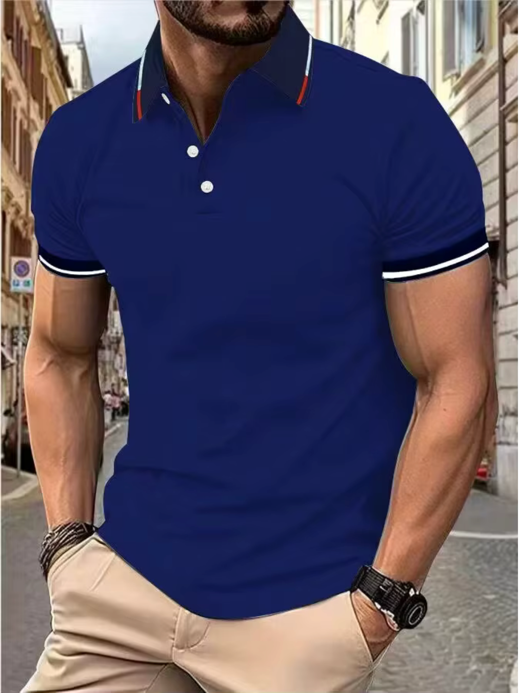 Men Polo Shirt Short Sleeve Casual Collared Regular Fit Tops