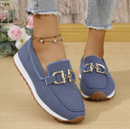 Women orthopedic loafer sneakers mesh slip-on with gold bit detail