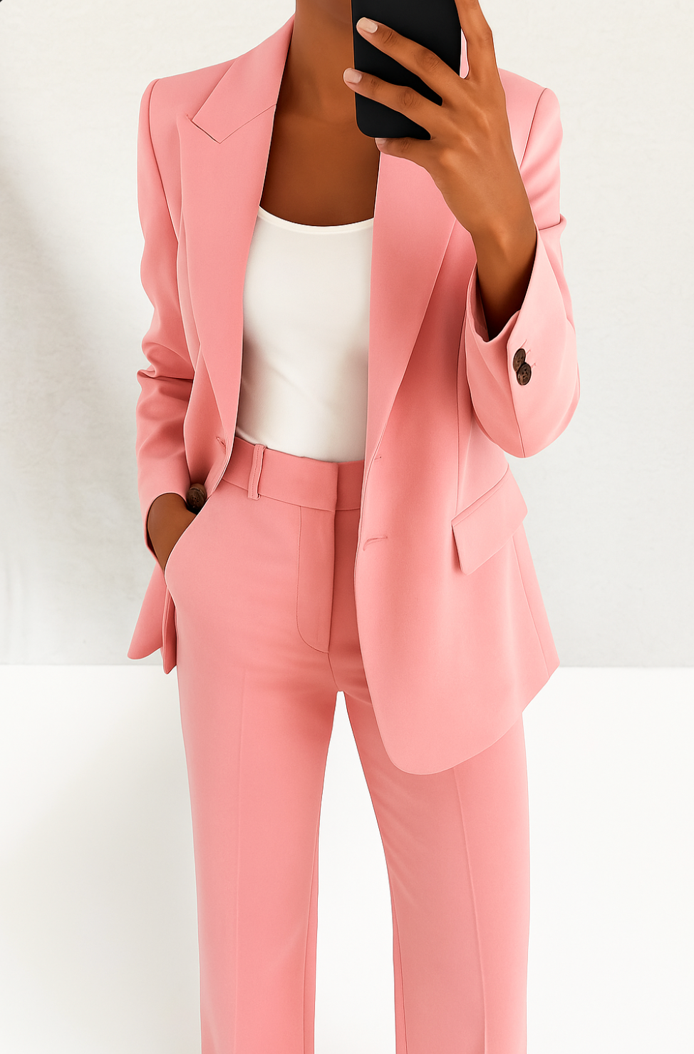 Women 2 piece blazer trouser suit set tailored professional look