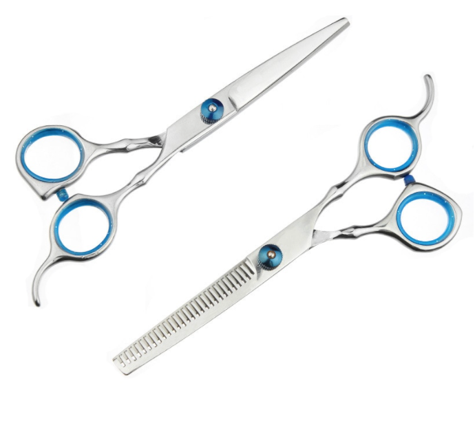 10-piece DIY hair cutting kit with stainless steel scissors, salon cape, combs and hair clips