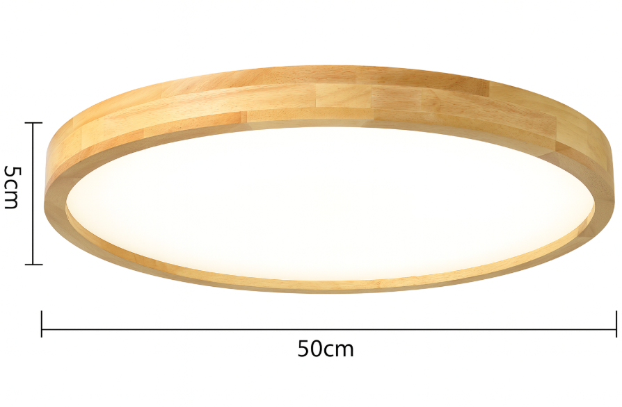 Flush mount ceiling light Nordic solid wood round LED 30CM ultra-thin