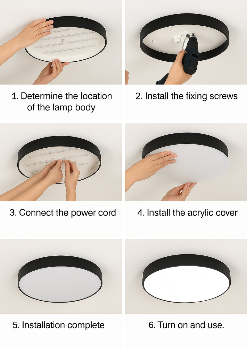 Flush mount ceiling light Nordic solid wood round LED 30CM ultra-thin