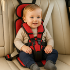 Portable child car seat with 5-point harness, foldable and lightweight for travel