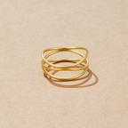 Women 18K gold plated stainless steel band ring hypoallergenic waterproof