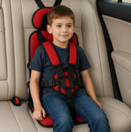 Portable child car seat with 5-point harness, foldable and lightweight for travel