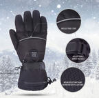 Heated gloves rechargeable black, 3 heat settings, one size fits all unisex