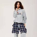Unisex oversized hoodie with dachshund embroidery and kangaroo pocket