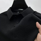 Silk Polo Shirt for Men | Short Sleeve Lightweight 3D Woven Texture