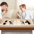 2-in-1 tabletop game set foosball and shuffleboard wooden indoor board