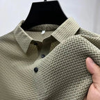 Silk Polo Shirt for Men | Short Sleeve Lightweight 3D Woven Texture
