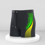 Men Swim Shorts Quick Dry Stretch Geometric Letter Graphic Print
