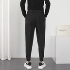 Men's pleated trousers relaxed fit smart casual in dark grey, khaki, white and black