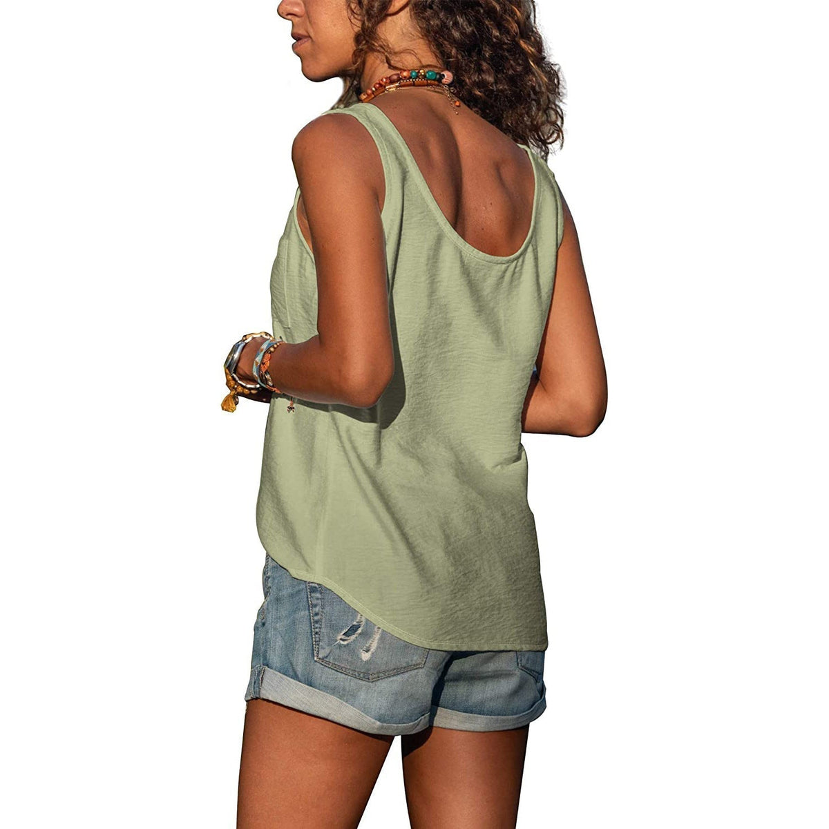Women's sleeveless tank top Ibiza style slim fit, casual summer top