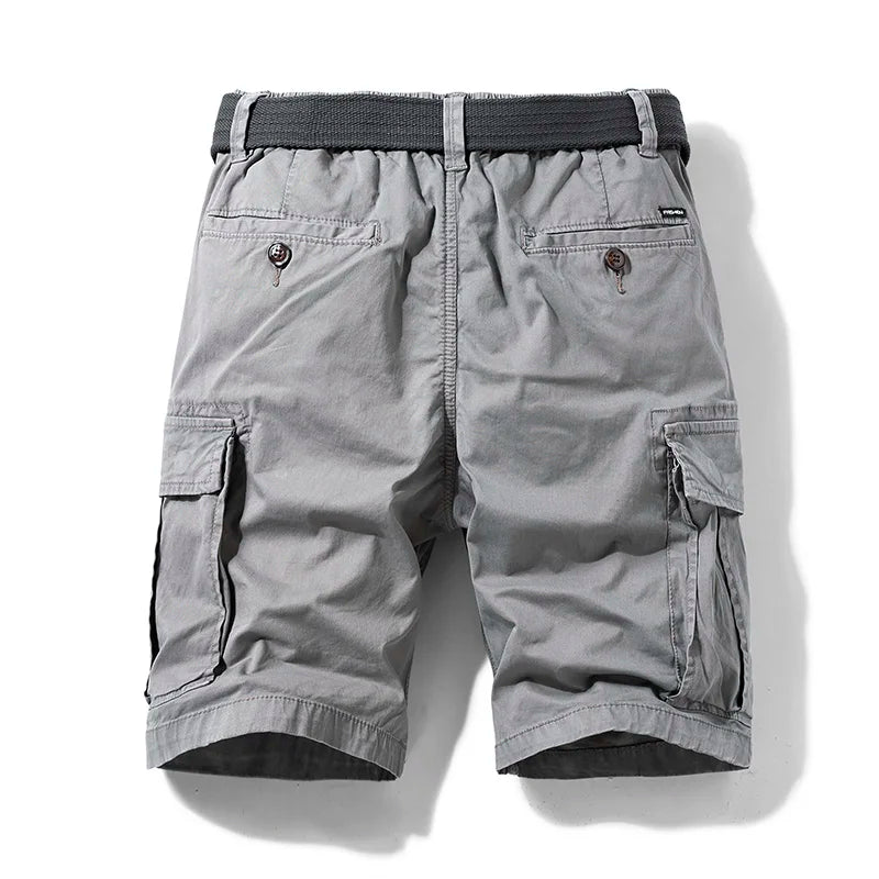 Men's cotton cargo shorts with multi-pocket design in casual style