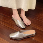 Women slip-on flats low cut in black vegan leather