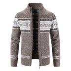 Christmas Jumper Men | Cotton Zip Stand Collar Cardigan Warm Thick