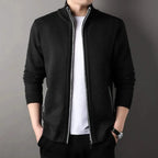 Knit full zip jacket with stand-up collar and side pockets