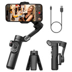 Smartphone gimbal stabilizer 3-axis with AI tracking and face detection, black