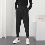 Men's pleated trousers relaxed fit smart casual in dark grey, khaki, white and black
