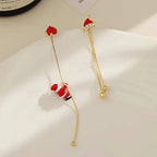 Christmas dangling earrings non-tarnish metal with secure stud backing 3 inch drop