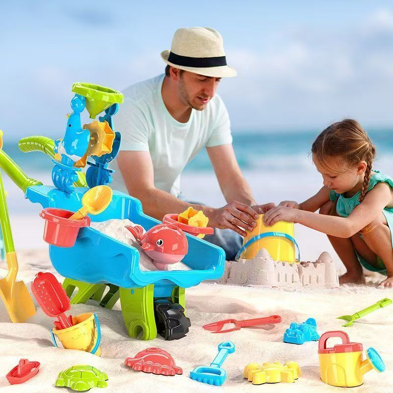 Sand and beach toy set 22-piece wheelbarrow play set BPA-free for kids ages 2-6