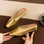 Women slip-on flats low cut in black vegan leather