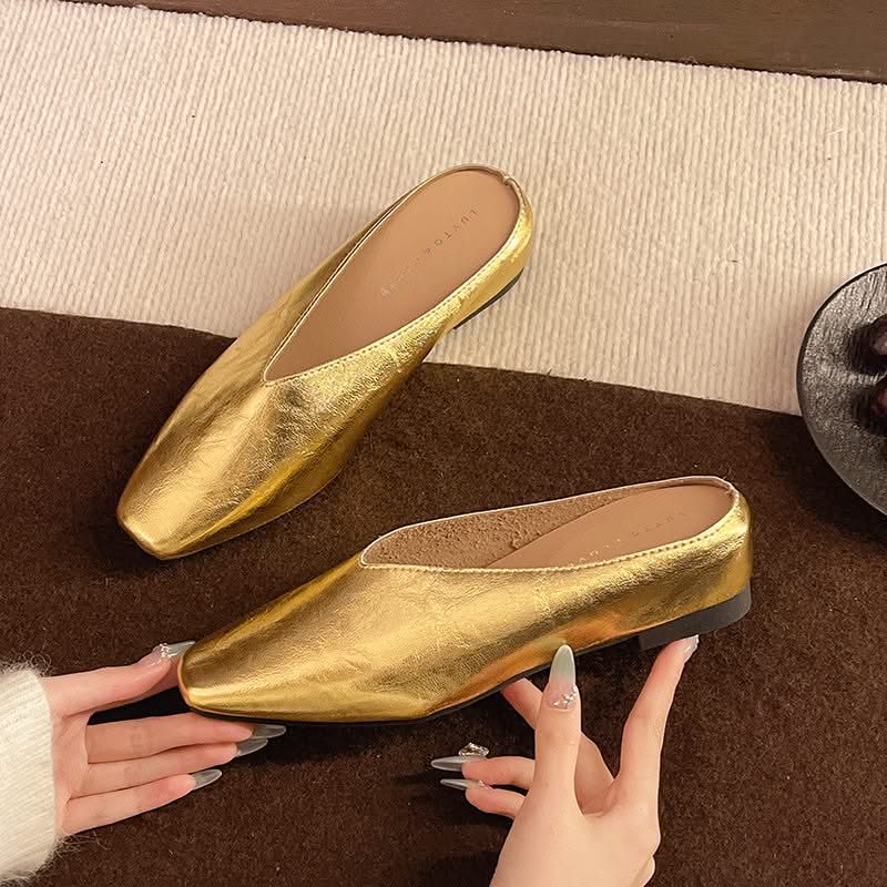Women slip-on flats low cut in black vegan leather