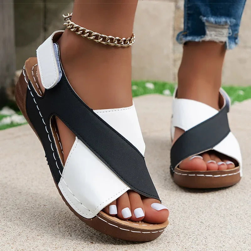 Women Wedge Sandals Peep Toe Lightweight Soft Heel Back Strap