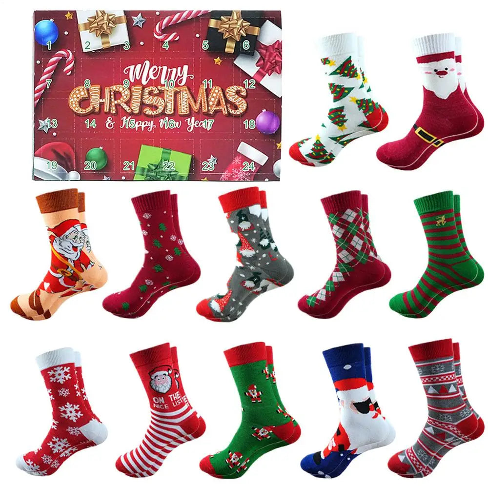 Sock Advent Calendar Christmas Socks Women Men 24 Days Countdown 12 Pairs