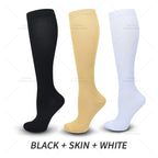 Knee high compression socks 15-20 mmHg, 3 pairs, unisex for running and nursing