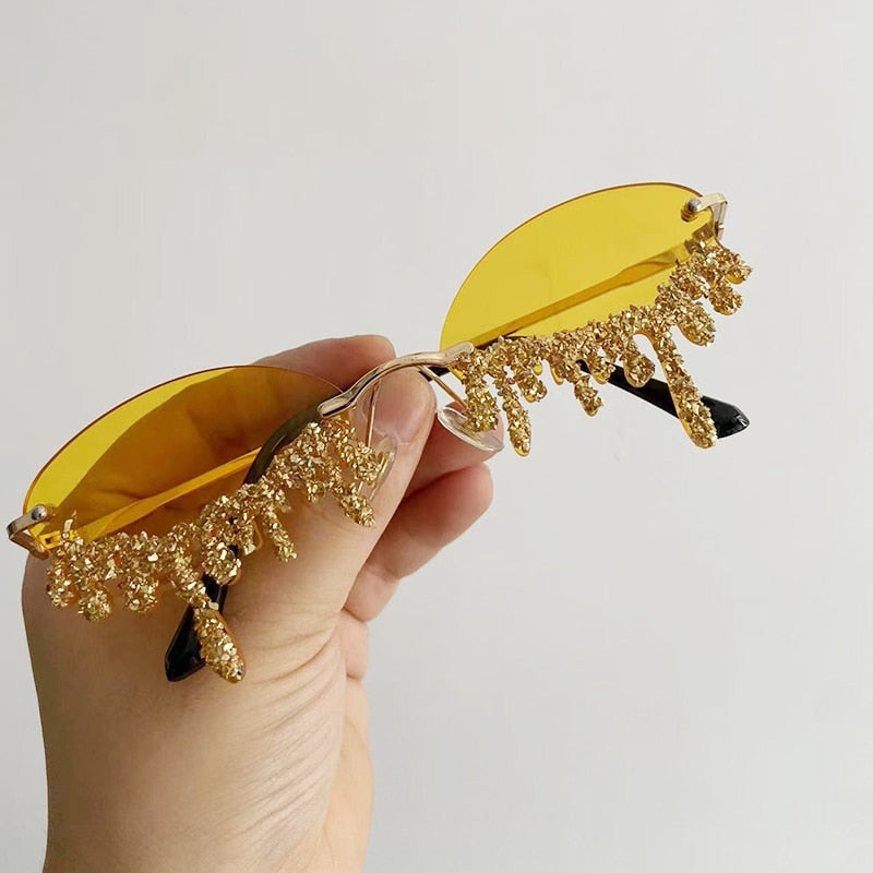 Glitter sunglasses festival party eye-catching with colored lenses, 6 colors