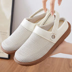 Women mesh slip-on clogs with cushioned footbed and elastic heel strap