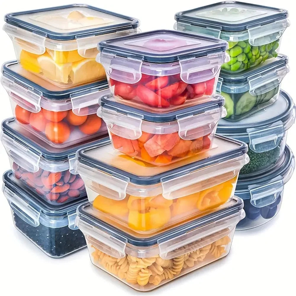 Food storage containers 12-piece BPA-free airtight stackable set with colored lids