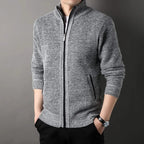 Knit full zip jacket with stand-up collar and side pockets