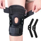 Hinged knee brace neoprene adjustable support in black