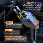 120W 4-in-1 retractable car charger with USB-C and cigarette lighter adapter